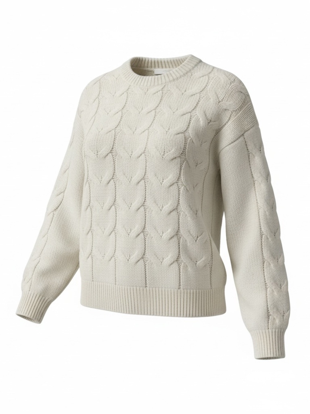 LC Lauren Conrad Cream Cable-Knit Crewneck Sweater